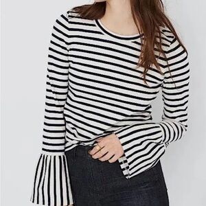 Madewell Navy and White Striped Long Sleeve Top